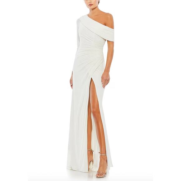 IEENA for Mac Duggal Dresses & Skirts - Ieena for Mac Duggal Jersey Off-Shoulder Asymmetric Gown Sz 4 / Small NWT